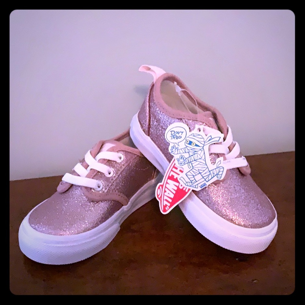 Pink Glitter Toddle Girl Vans. Size 5.